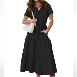 A-line Flowy Black Maxi Dress